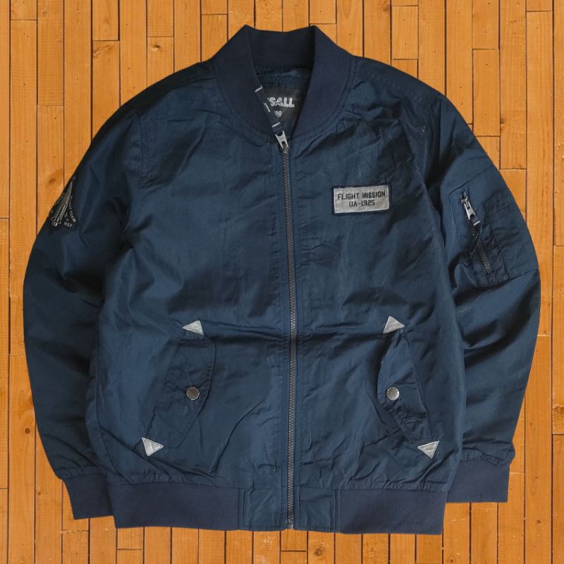 Jaket Bomber Usall Taslan Tebal Size S Fit M Second Original