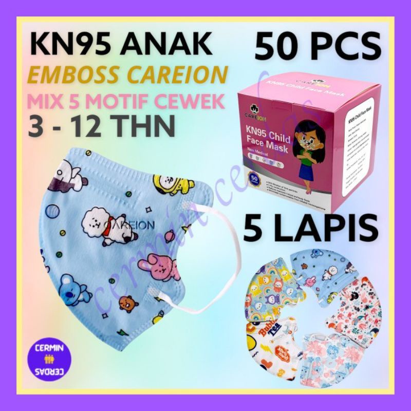 HELLO_masker anak kn95 premium 50pcs/masker anak kn95 careion embos 50pcs