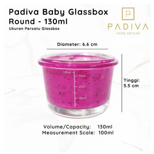 Padiva Baby Glassbox Round/Square - Wadah Kaca MPASI