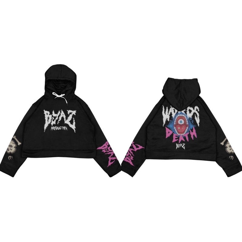 Hoodie Crop Oversize Unfinished WORDS DEATH BYAZ ORIGINAL