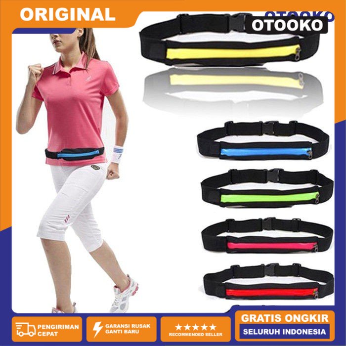 Waterproof Sport Belt Single Pocket Tas Pinggang Sabuk Gesper Anti Air  Hijau