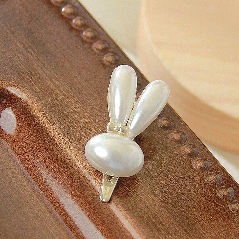 MXBEAUTY Rabbit Pearl Hairpin Cute Sweet Mermaid Women Hair Accessories Bangs Clip Sweet Bunny Ears Ornaments Children Super Fairy Barrettes Duckbill Clips