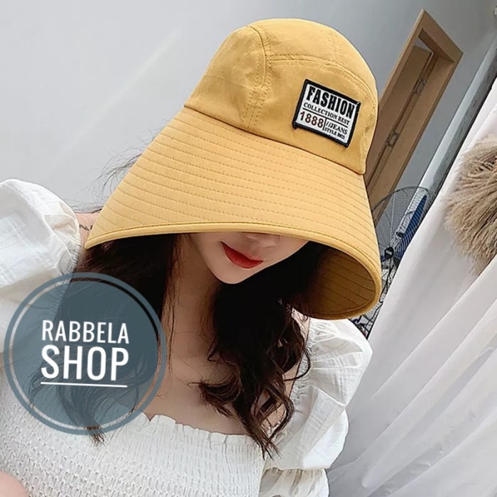 Topi Distro Lebar Anti Uv Unisex - Kuning V7C4 Topi Distro Terbaru Fashion Remaja Anti Panas Hits De