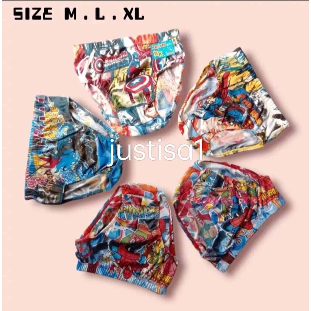 grosir 6 pcs celana dalam anak laki-laki motif karakter depan belakang full print celana dalam karakter