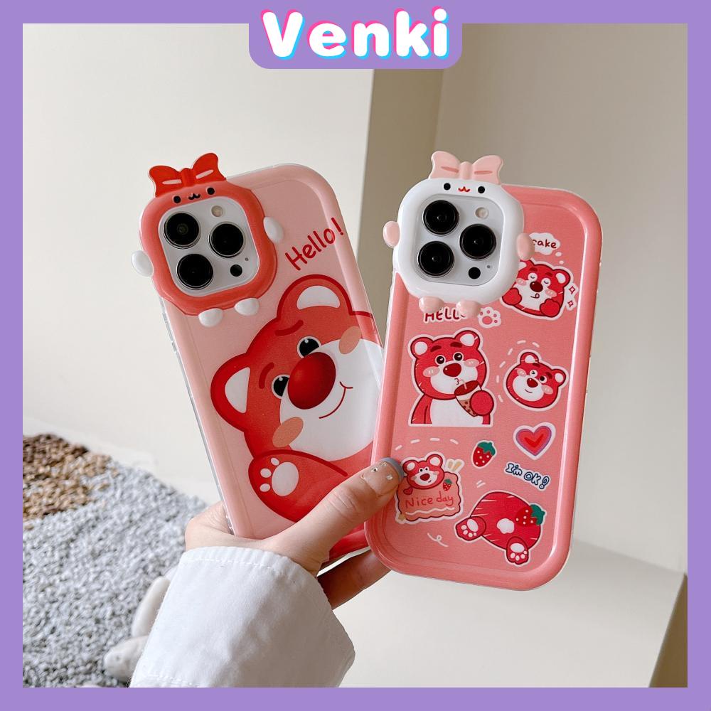 iPhone Case Silicone Soft Little Monster Case Glossy Cute Pink Bear Airbag Shockproof Protection Camera Compatible For iPhone 14 Pro Max 13 12 11 Pro 7 8 Plus XR