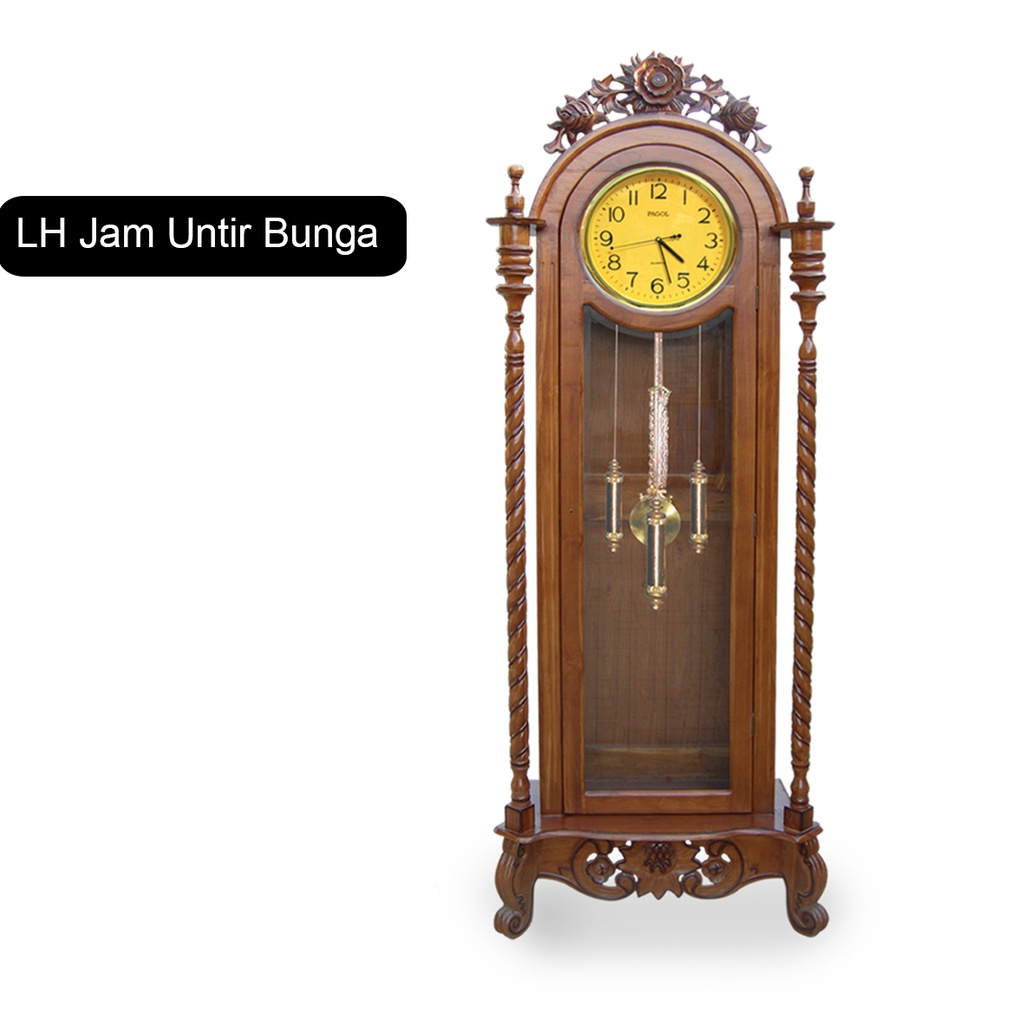 Lemari Jam / lemari Hias Jam Kayu Jati Jepara Asli Untir Bunga