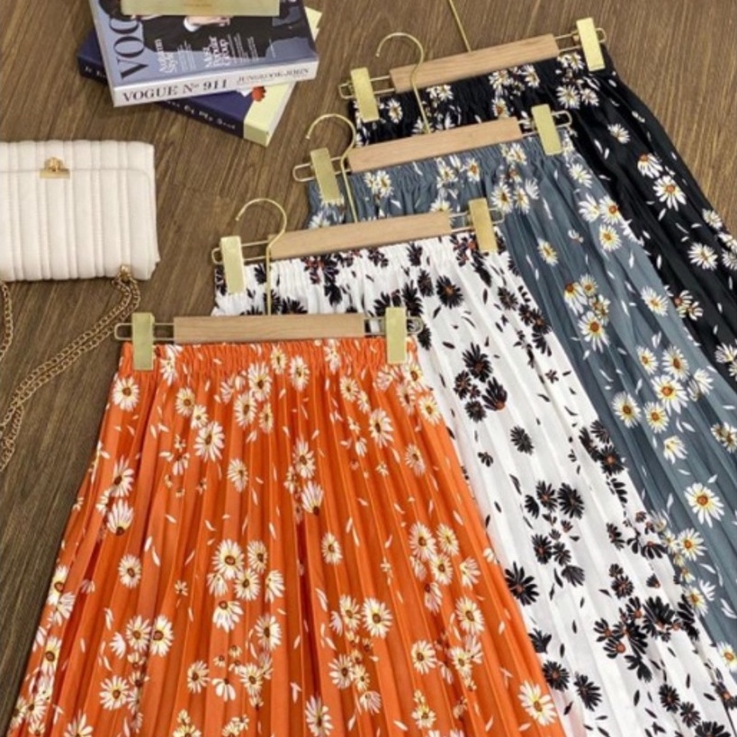 ROK PLISKET MOTIP BUNGA DAISY/DAILY/SAKURA MOTIP KEMBANG ROK PLISKET ALLSIZE