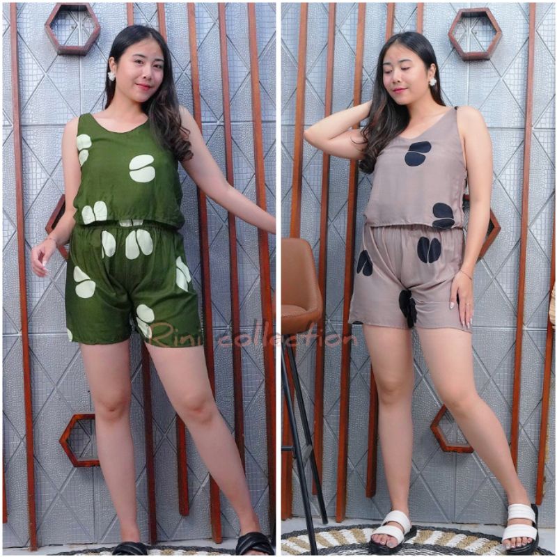 Jumpsuit Bali Cipir Pendek Bunga