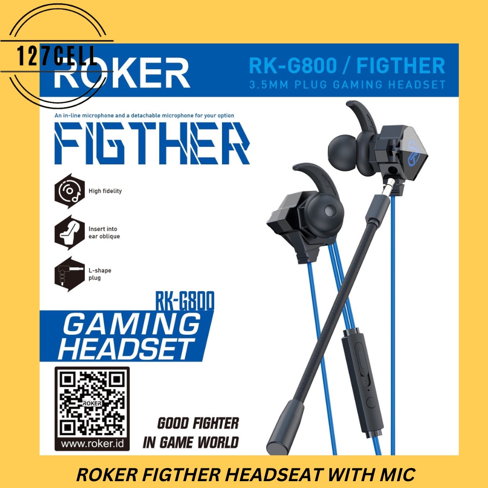 Headset Gaming SuperBass Hifistereo With MicroPhone Super Bass In-Ear Earphone with Microphone ROKER FIGTHER