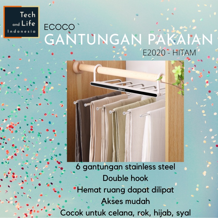 Ecoco Folding Pants Rack Hanger Gantungan Pakaian Multifungsi Celana Rok Hijab Syal