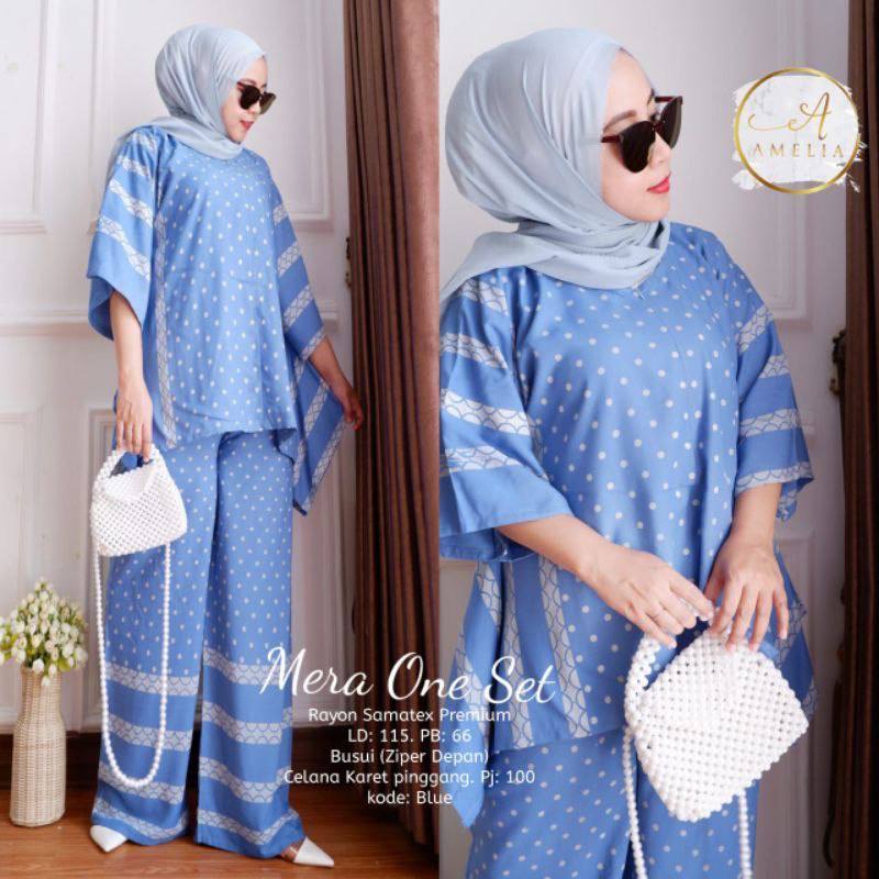Mera Set - One Set Jumbo Waka Waka Setelan Wanita Rayon Premium  Set Celana Panjang Batik Bigsize Kekinian LD  140 cm