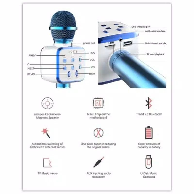 (COD) MIC SPEAKER DS-878 MICROPHONE BLUETOOTH KARAOKE SMULE WIRELESS