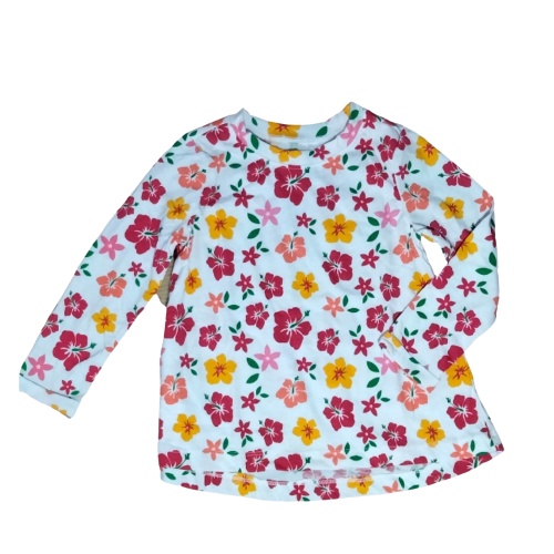 A5007 FISHER PRICE white flower shirt with long hand / / baju anak kecil bayi remaja girl bodysuit jumper pakaian perempuan laki laki cowo cewe cewek cowok kemeja overall lucu unik imut gemas gemes murah sisa ekspor export kaos kaus