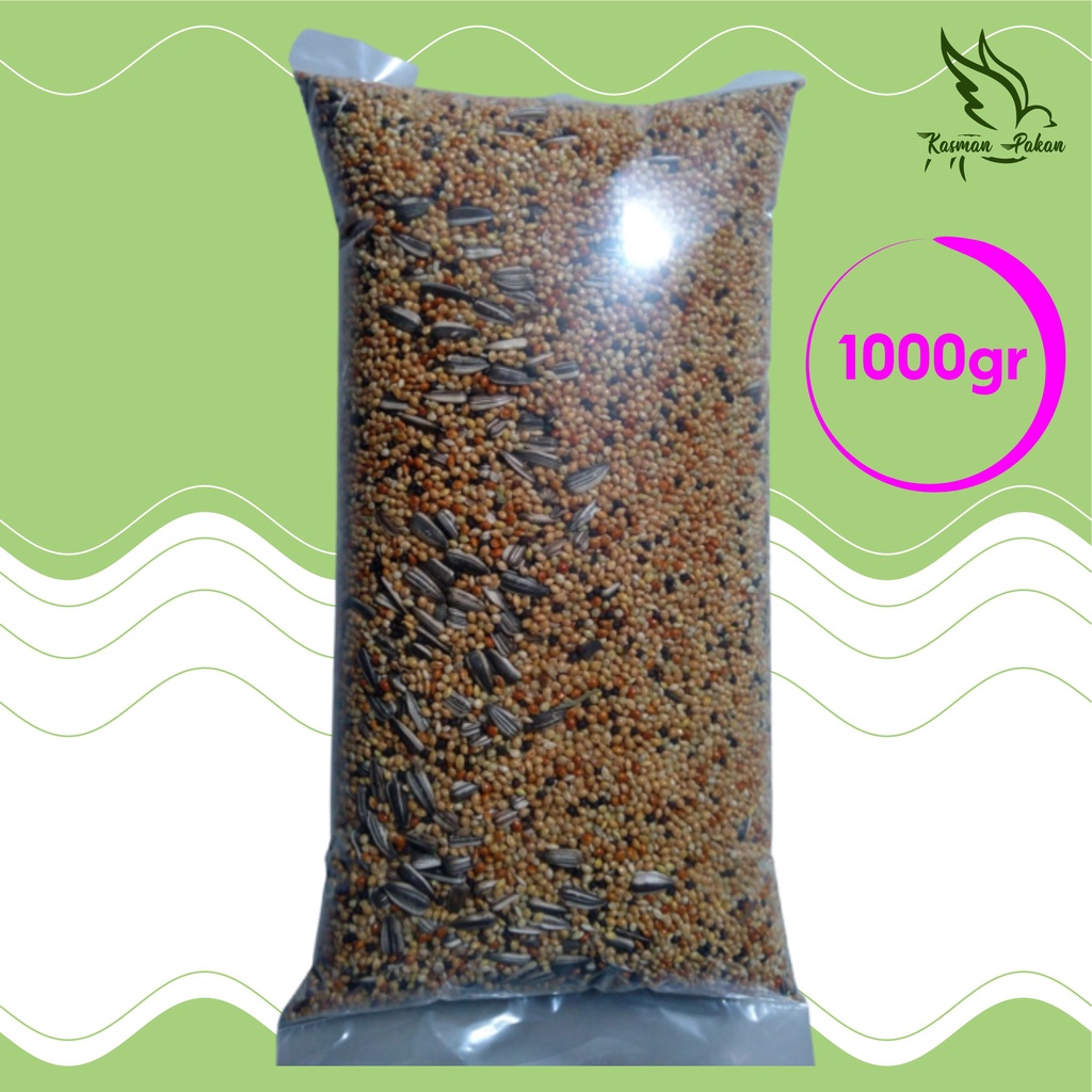 Milet campur kwaci 1kg lovebird perkutut komplit pakan burung kiloan murah