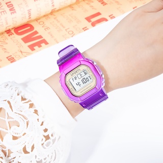 JAM TANGAN WANITA RUBBER DIGITAL TRANSPARAN MURAH KARET SPORT LED PRIA WANITA SEGI