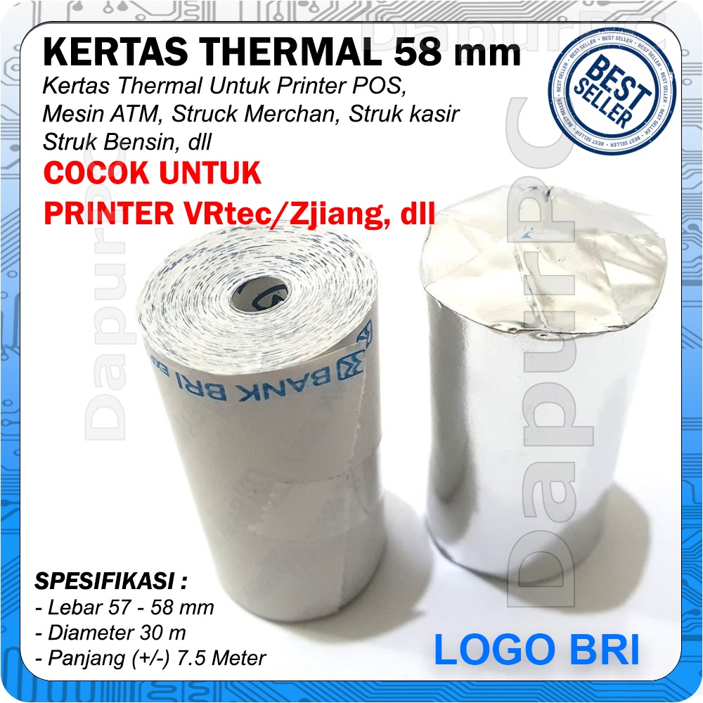 

Thermal Paper Logo BRI 58 x 30 mm Kertas Struk Printer Thermal