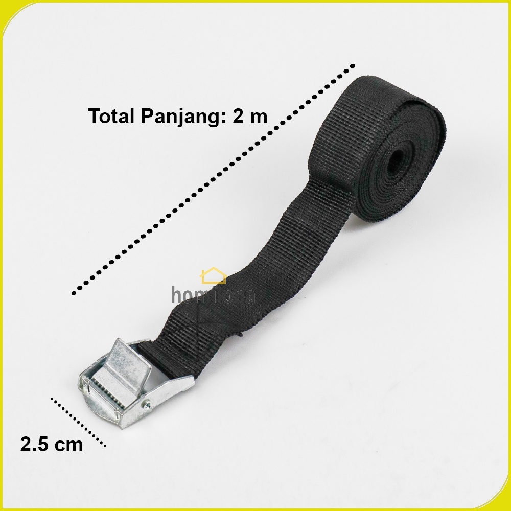 Tali Strap Pengikat Barang Tie Down Cargo Belt Rope 2 Meter x 2.5 cm XhaoR XR2 Black