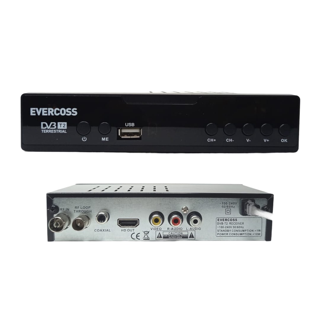 EVERCOSS SET TOP BOX TV DIGITAL RECEIVER DVB T2 FULL HD STB MAX USB DONGLE NOISE EVERCROSS