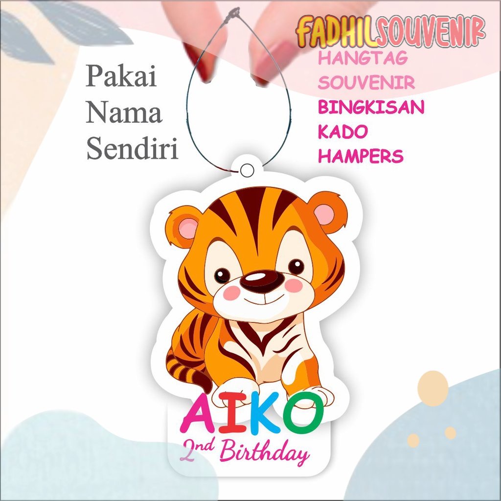 

(20pcs) Hangtag Custom Animal Series Tiger Harimau Bisa Custom Desain Ultah Ulang Tahun Hang Tag Fadhilsouvenir