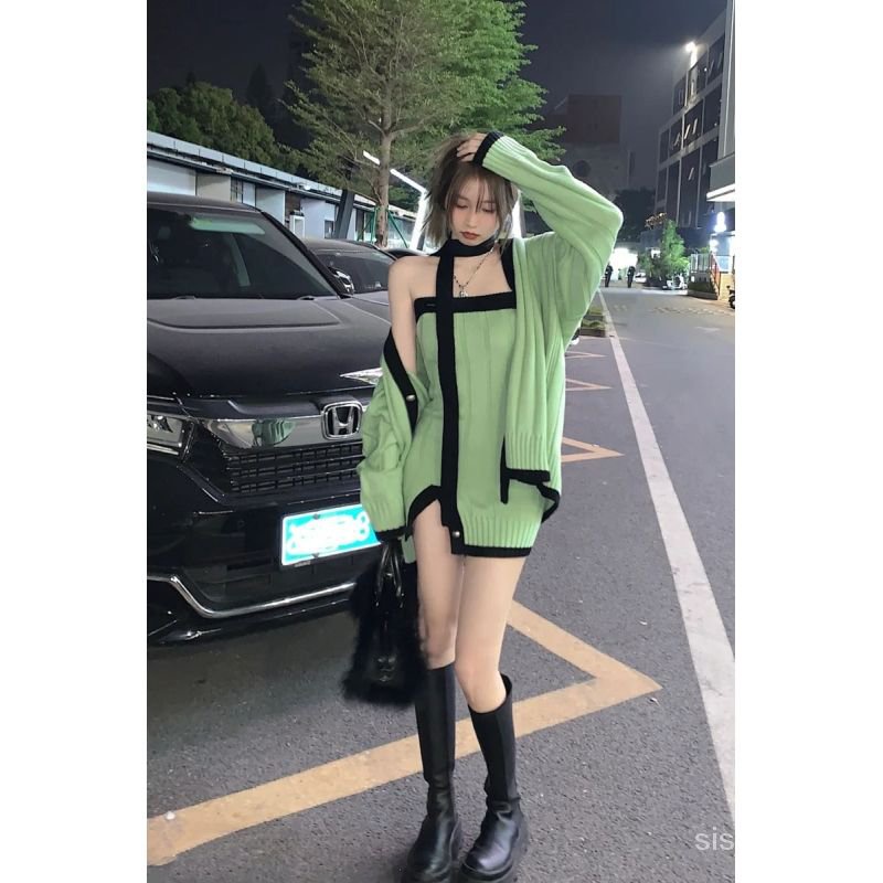 #Sisjuly# Angin dupa kecil Prancis wanita Prancis mengatur gaun bustier tipis baru dua potong
