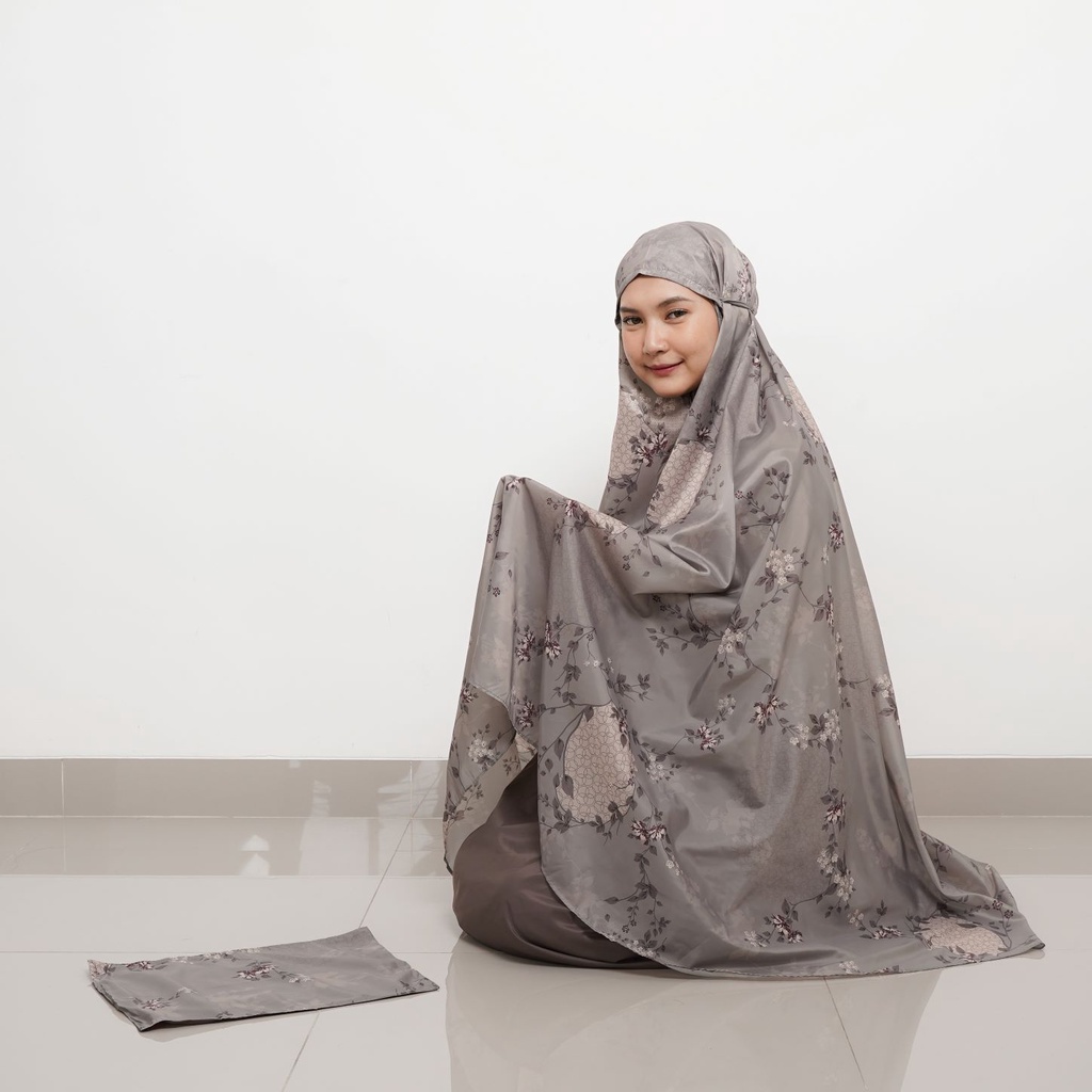 ALIF MUKENA MINI MOTIF PARASUT PREMIUM KOREA TRAVEL - SALVIA IN COFFEE BEAN ( MKN-203 )