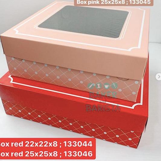 

Dus Kue murah cantik Red/Pink - box kemasan kue - cake box 22cm / 25cm - MERAH PER10PCS, 25CM