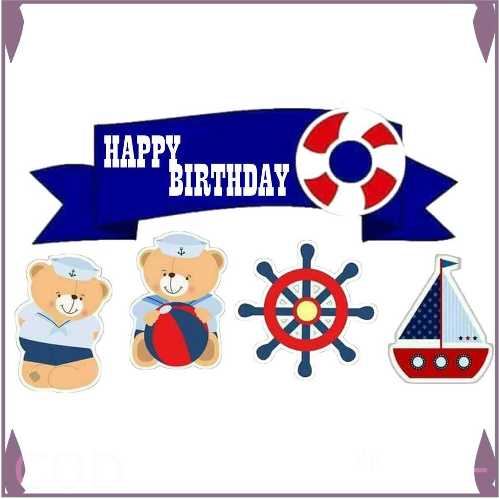 TOPER CETAK KERTAS TOPPER CAKE ULANG TAHUN / HIASAN KUE BEAR