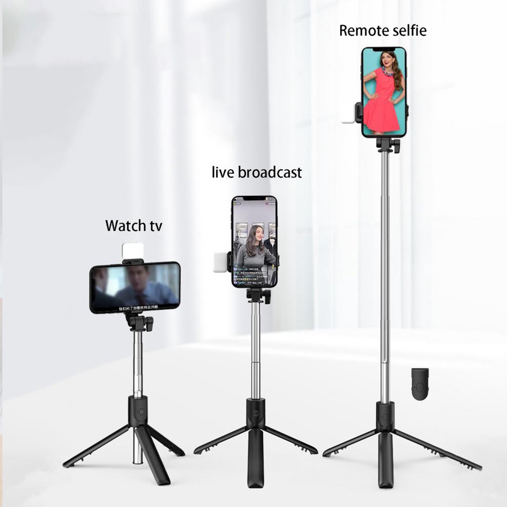 MARKETBIX Tongsis Selfie Tripod Lampu LED Bluetooth Portable 3in1 dengan remote control