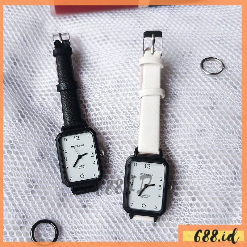 Jam Tangan Wanita Quartz Dial Model Kotak Ukuran Sedang Gaya Casual Fashion Wanita Impor Murah Meriah JT 17