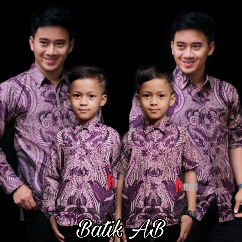 TERBARU Couple sweet || couple batik ayah dan anak cowok BATIK lilac Batik Ungu