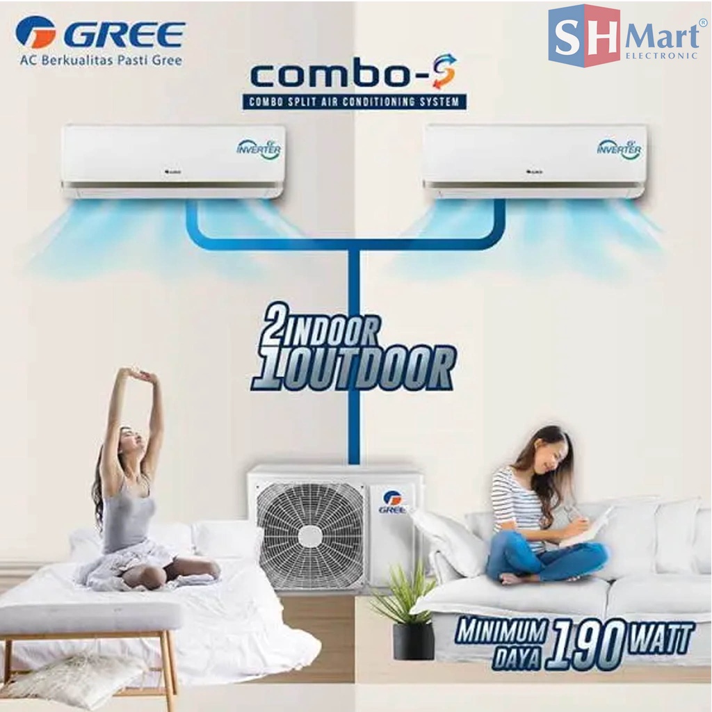 AC GREE COMBO SPLIT INVERTER 1/2 PK + 3/4 PK GWC0507CS GARANSI RESMI (MEDAN)