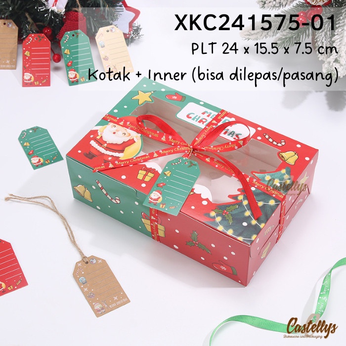 

Kotak Box Kue Natal XKC241575-01 Cupcake Pudding Dessert Cup Bolu Pie Hampers Christmas
