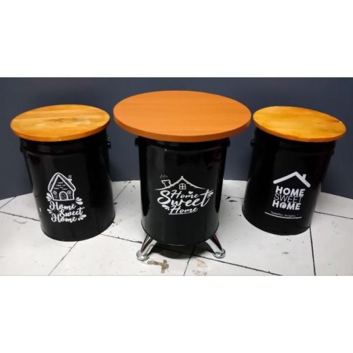 Set 2 Kursi 1 Meja Kursi Tong/ Kursi Cafe Freshiaflower