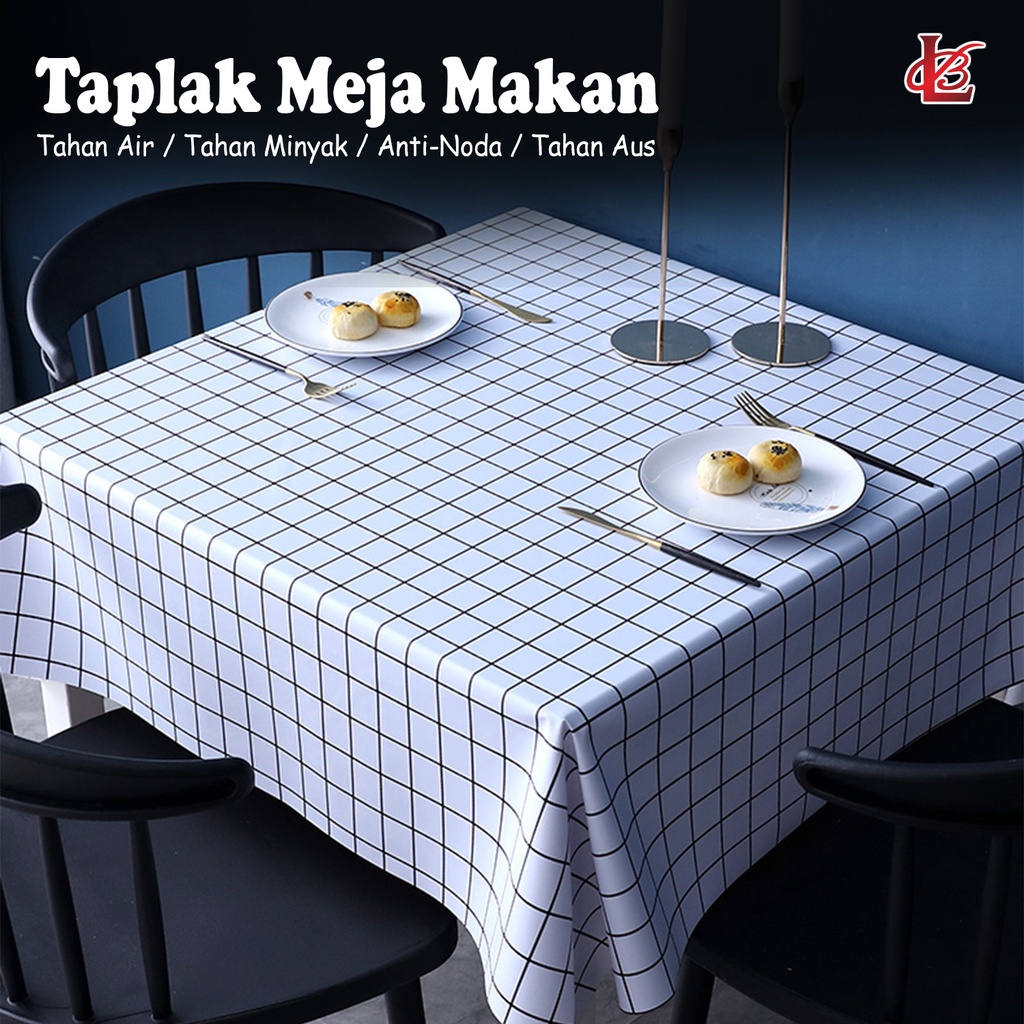 Taplak Meja Anti Air Anti Minyak Ukuran 137cm X 100cm / Tatakan Meja / Taplak Meja Makan Waterproof 137 X 100 / Taplak Meja Anti Air Motif Kotak Kotak Bahan PEVA 137 X 100 cm (D15-3C)