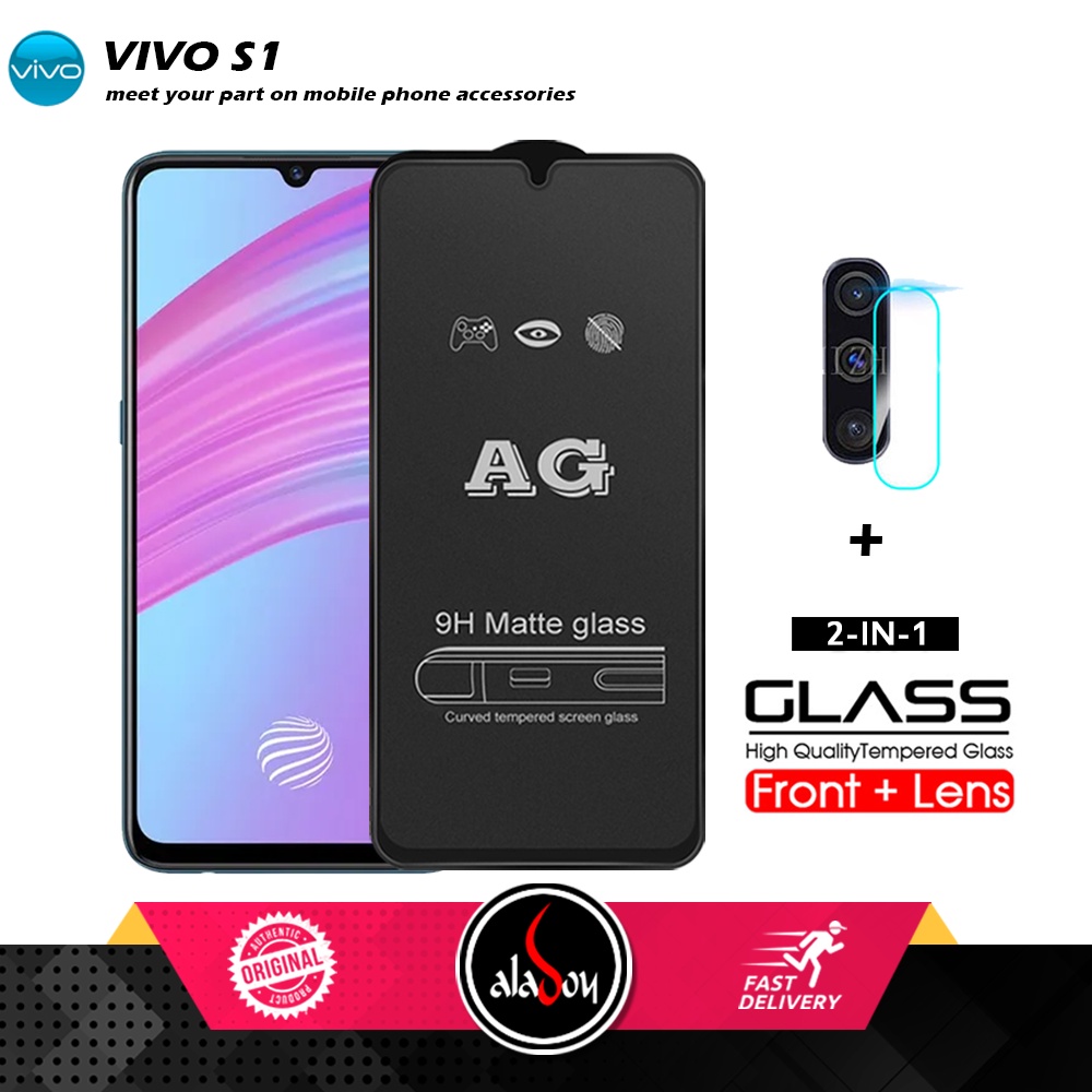 Vivo S1 PAKET 2IN1 Tempered Glass Matte Anti Glare Full Layar dan Tempered Glass Kamera