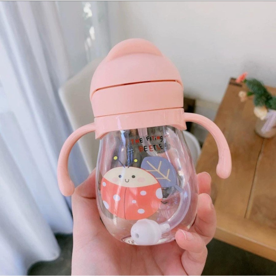 Botol Minum Bayi Botol Anak Botol Balita Sedotan Anti Tumpah Baby Cup Botol Minum 300ML Botol Minum 250ML Botol Minum 330ML Botol Minum 370ML Training Cup Baby BPA Free-300ML Baby Pink