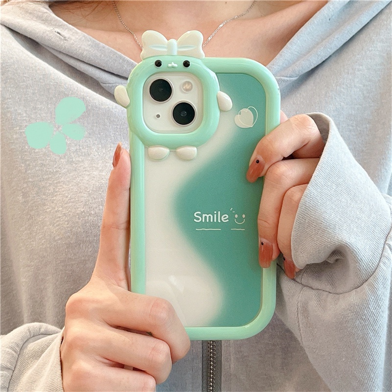 Soft Case Pelindung Lensa Desain Wajah Tersenyum Warna Gradasi Untuk iPhone 14 13 12 11 Pro Max X Xr Xs Max 7 8 6s Plus