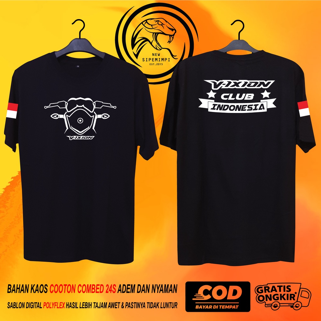 BAJU KAOS MOTOR YAMAHA VIXION OLD RIDER DAN CLUB KATUN COMBED 24S PREMIUM