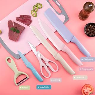 IKILOSHOP Pisau Dapur Diamond Jerami Gandum Set 6in1 Premium Anti Lengket Karat Knife