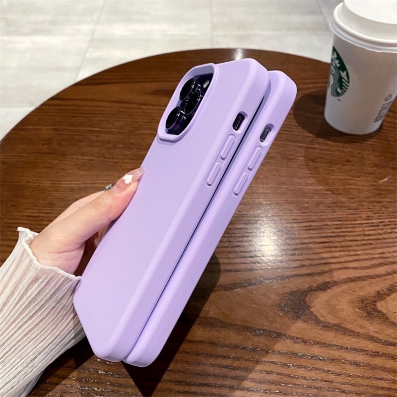 Soft Case Silikon Warna Ungu Muda Dengan Logo Untuk Iphone 13 12 11 Pro X Xs Max 6s 7 8 Plus