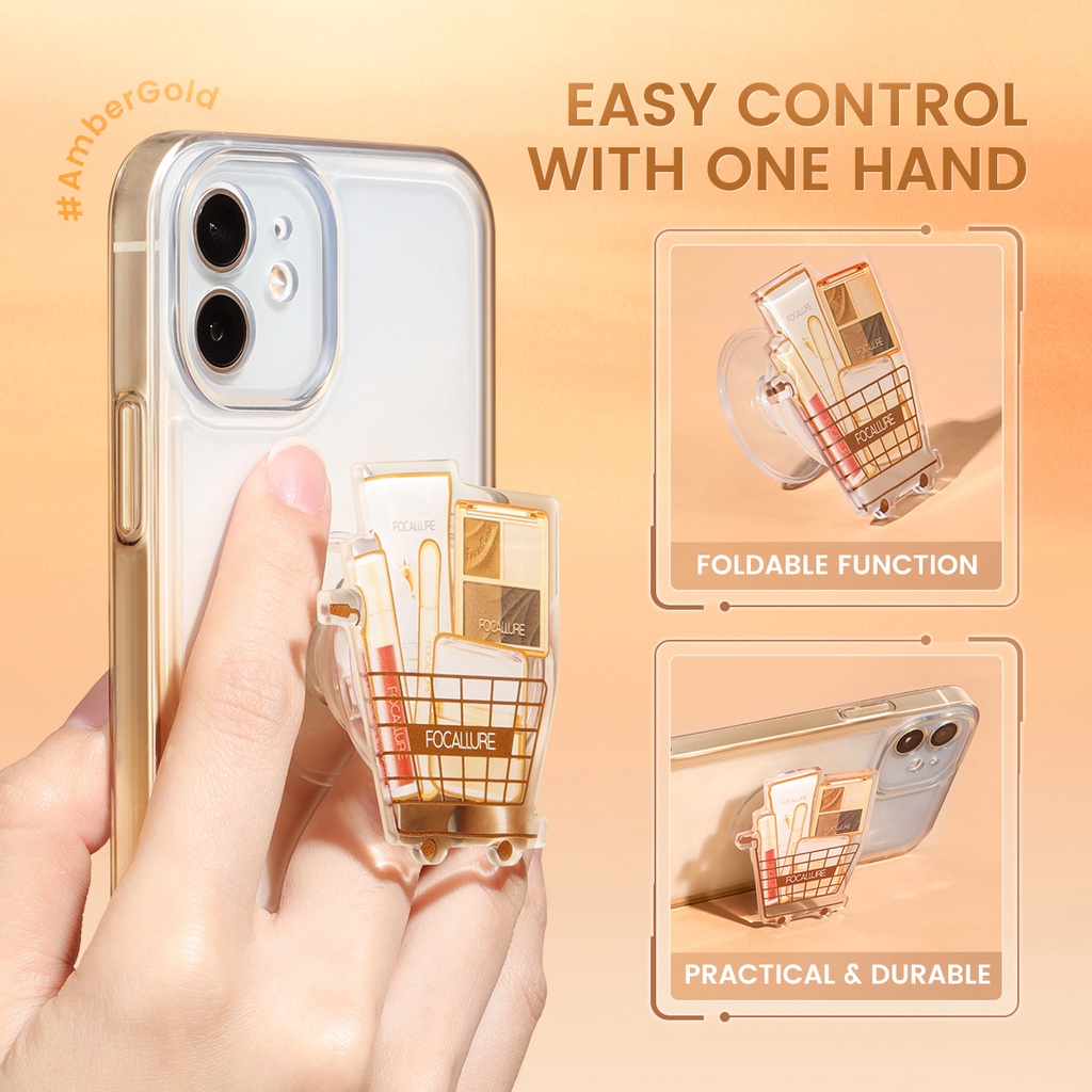 FOCALLURE #AmberGold Mobile Phone Grip Stylish Expandable Adjustable Durable Phone Holders Smartphone Accessory