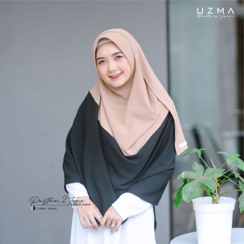 Pastan 2 tone || pashmina 2 warna || pastan 2 lubang bubblecrep || uzma hijab original || pastan pet