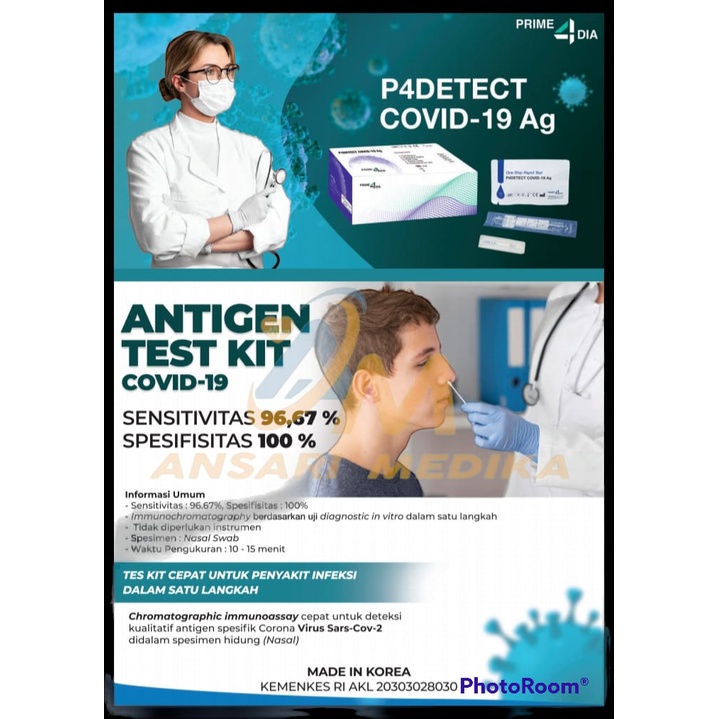 Swab Antigen Test Prime4dia P4DETECT Test Swab Antigen