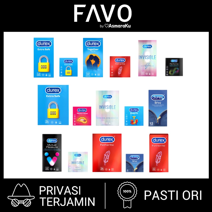 Kondom Durex - Kondom Durex Close Fit / Invisible / Pleasuremax / Performa / Together / Fetherlite /
