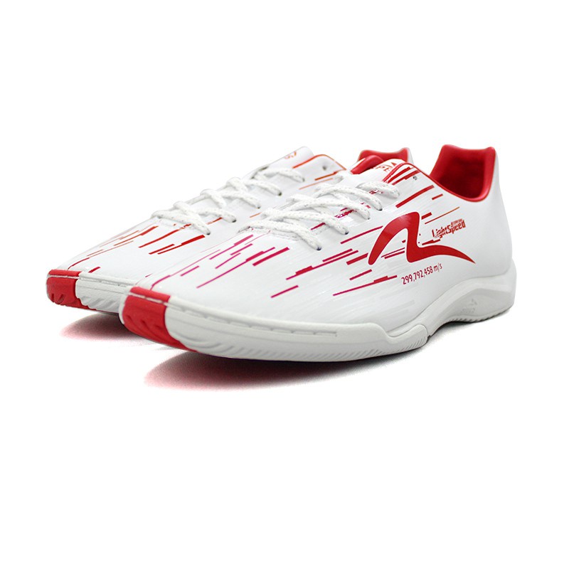REBORN NEW SEPATU FUTSAL SPECS LIGHTSPEED REBORN WHITE IN WHITE STRIP RED