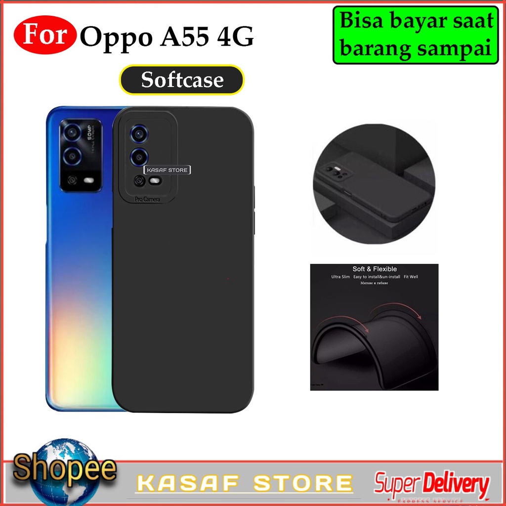 Promo Case Oppo A55  Protect Camera Softcase Slim BlackMatte Silikon Casing