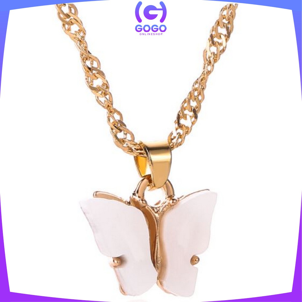 GOGO-K76 Kalung Kupu Kupu Butterfly Kalung Rantai Akrilik Kupu Kupu Korean Fashion Kalung Rantai Wanita Aesthetic Import Ala Korea