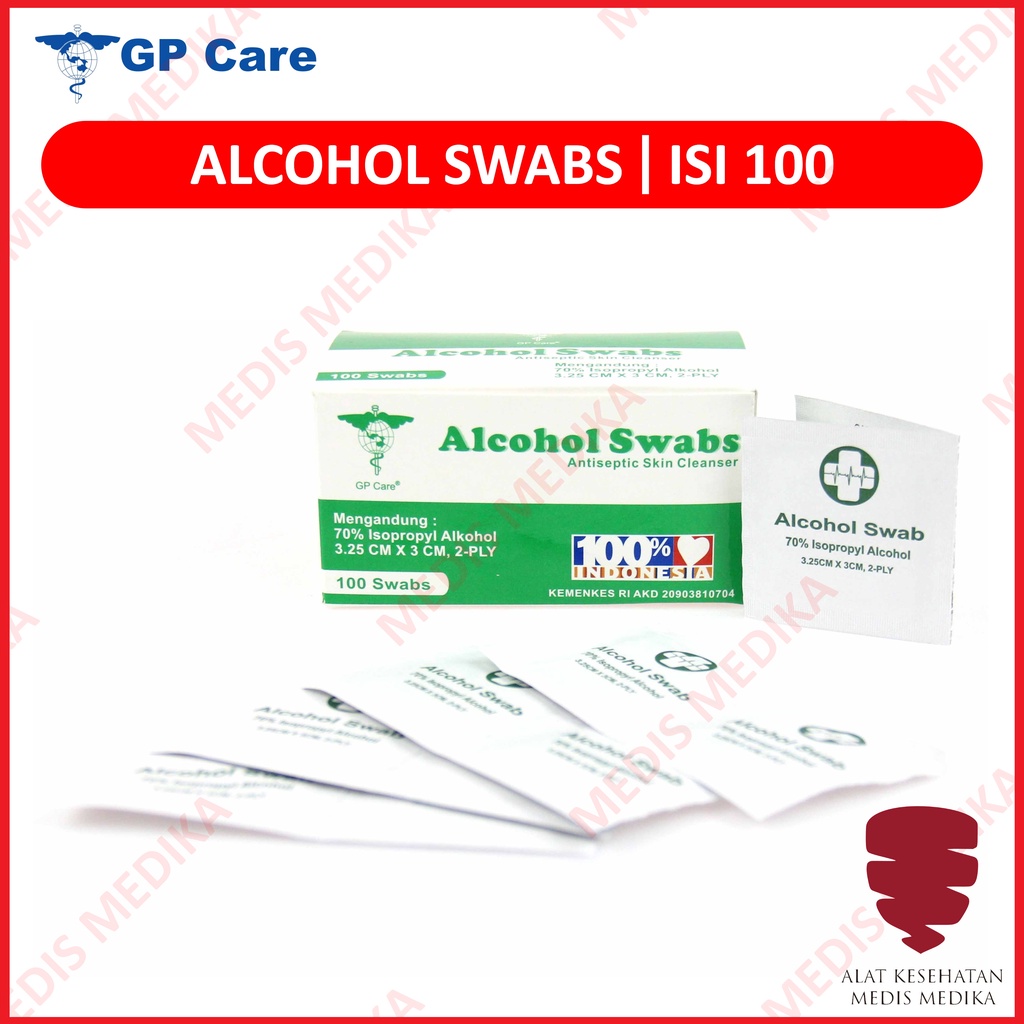 Alkohol Swab Kapas Pembersih Luka Tisu Tissue Alcohol Pads Swaps GP Care