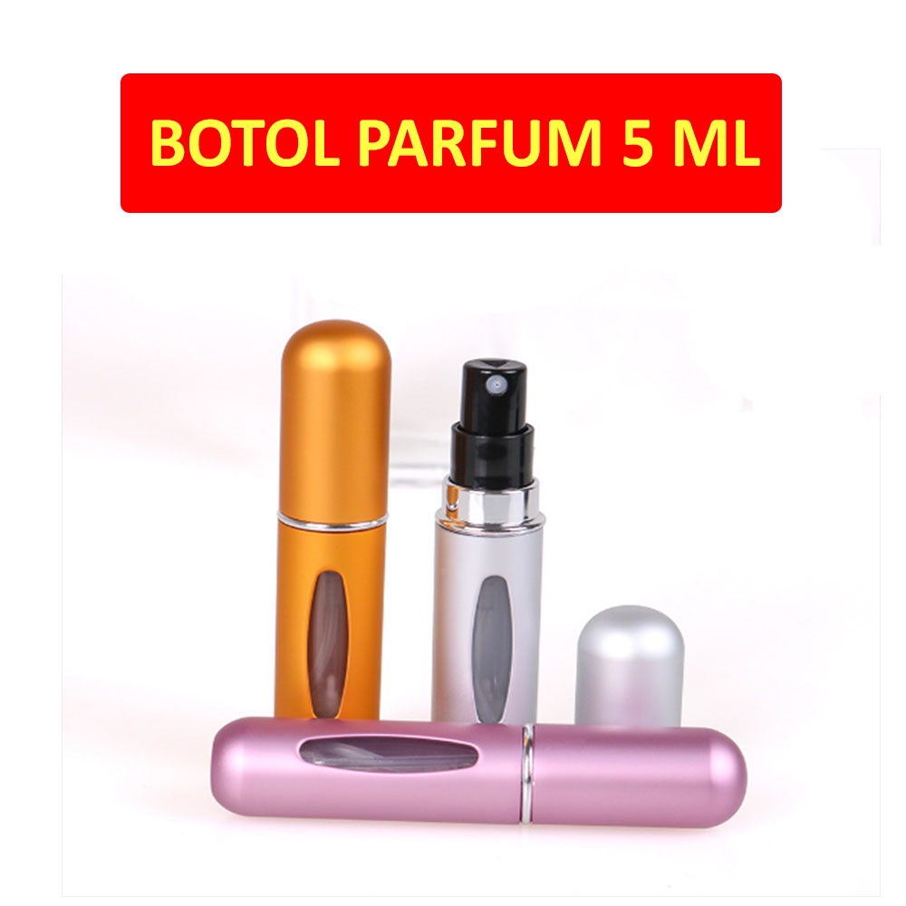 Botol Minyak Wangi Refill 5 ml Mini Stainless Travel Parfume Bottle Botol Parfum Kosong Refill Botol Parfum Kaca Botol Parfum Kecil - Warna Acak