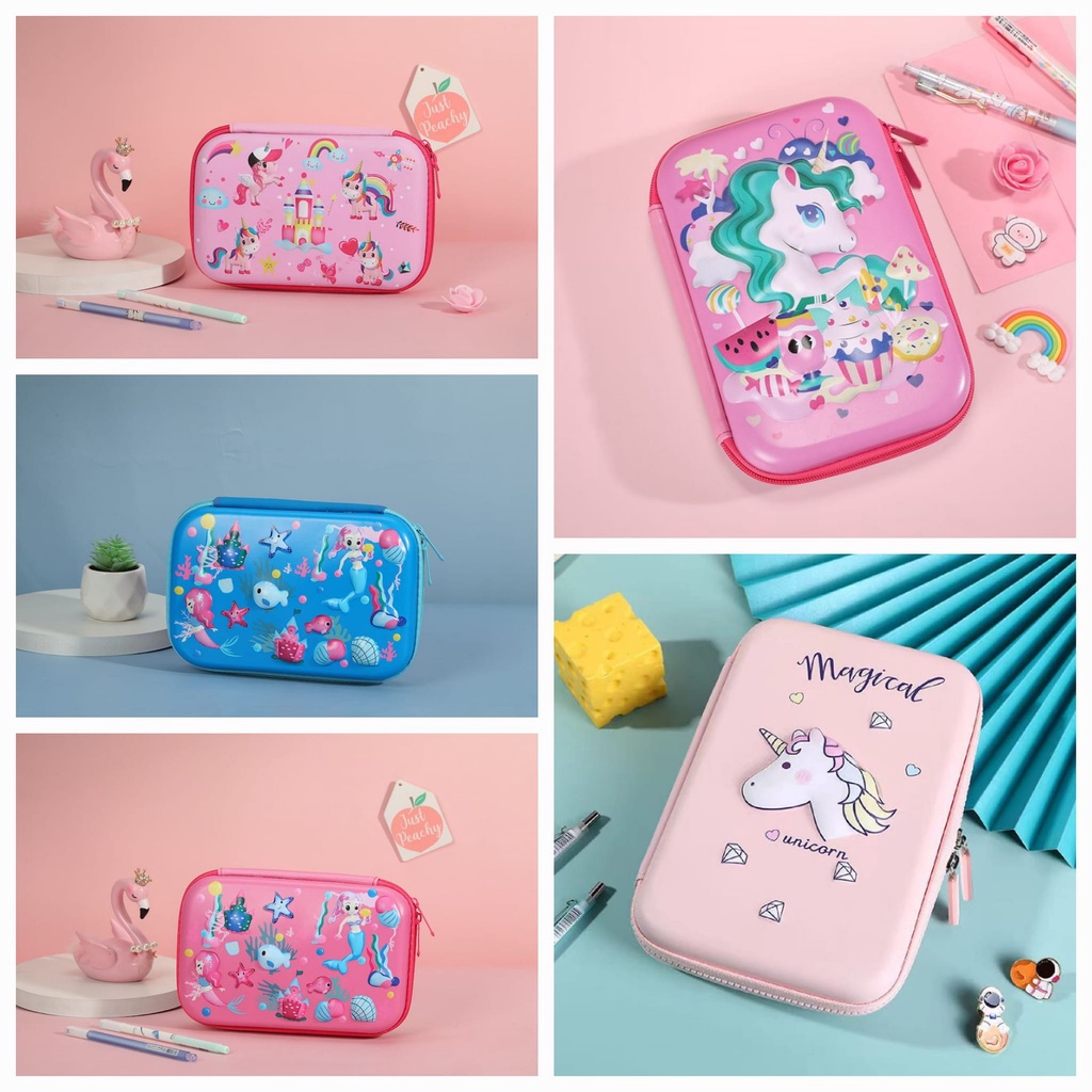 Kotak Pensil Anak Cewek Impor Unicorn, Mermaid